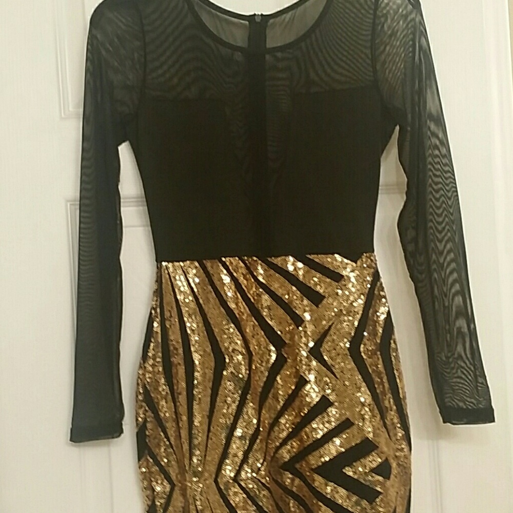 Size Medium gold and black dress
